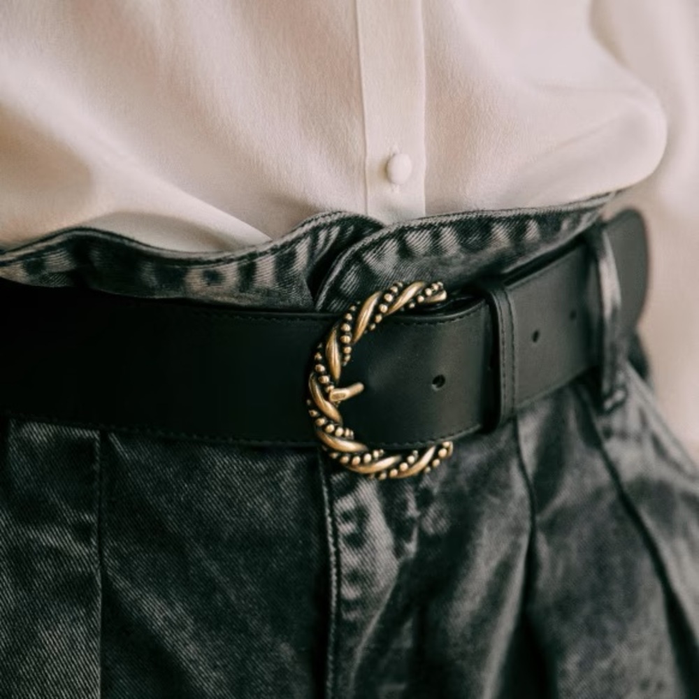 Sezane Ava Belt, Black, size 80